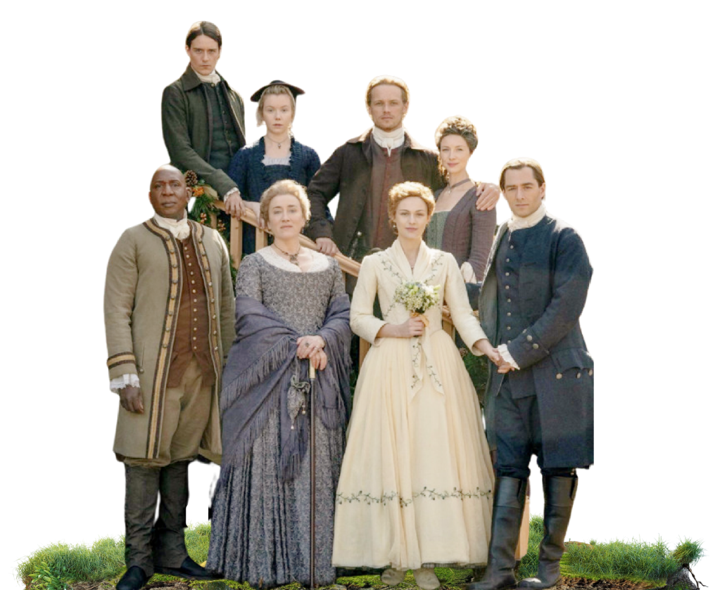 Outlander Family photo
Ulysses, Jocasta, Brianna, Roger, Claire, Jamie, Marsali, Fergus.
Cesar Domboy, Lauren Lyle, Sam Heughan, Caitriona Balfe, Richard Rankin, Sophie Skelton, Maria Doyle Kennedy, Colin MacFarlane.